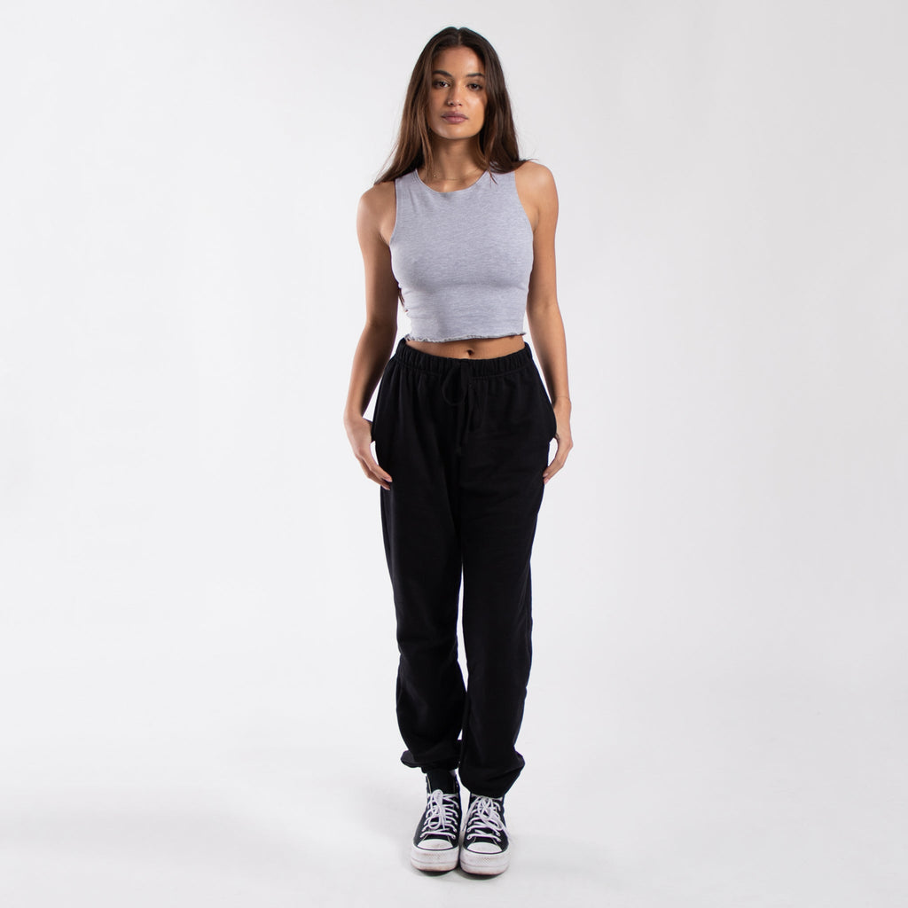 0892 - Women's Cropped Lettuce Trim Muscle Tank