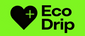 Eco Drip logo with a heart and plus sign on a green background